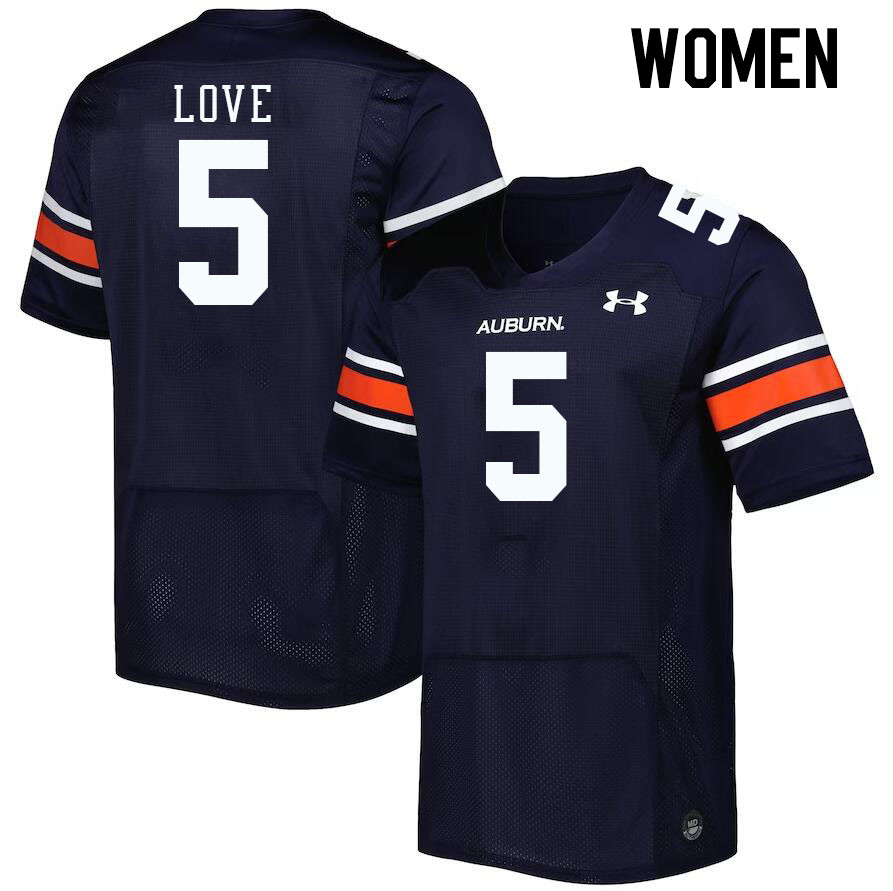 Women #5 Terrance Love Auburn Tigers College Football Jerseys Stitched-Navy